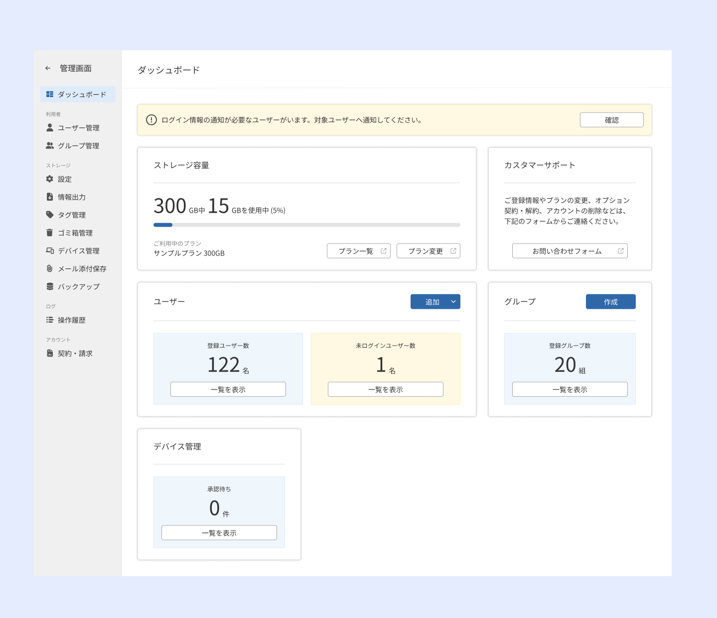 新機能「ダッシュボード」画面イメージ